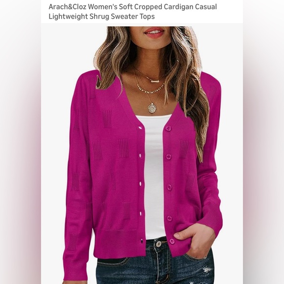 arach&cloz Sweaters - New Hot Pink Cardigan Sweater